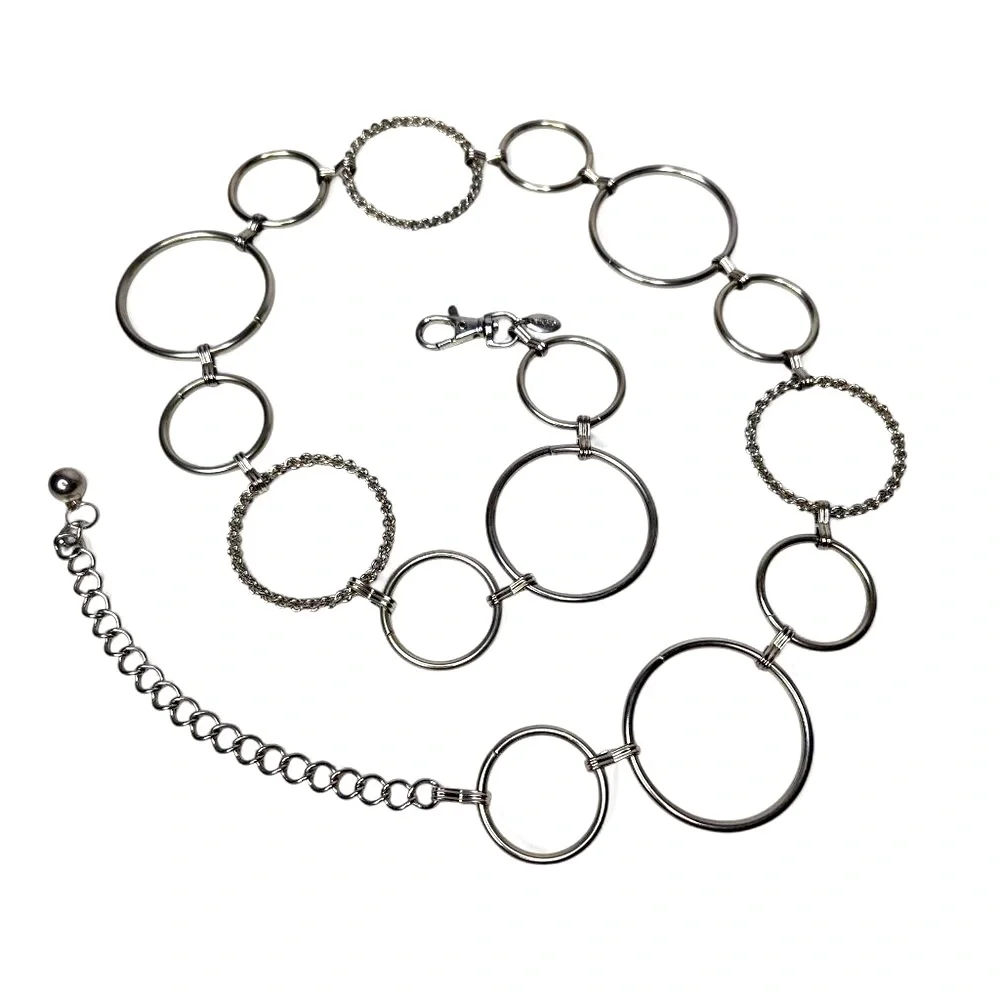 Chain Belt Loop Style Link Women's Silver Tone Rope Accent Accessory Shiny‎ OS